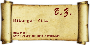 Biburger Zita névjegykártya